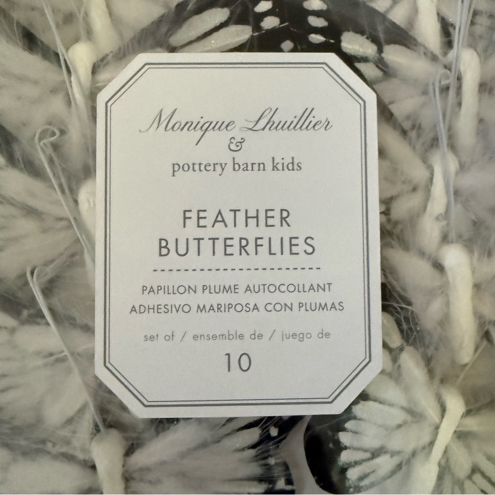NEW Monique Lhuillier + Pottery Barn Kids Feather Butterflies black set of‎ 10